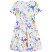 Desigual , Vestido corto estampado, Algodon, Blanco, 13/14