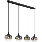 Globo Lámpara colgante , metal negro mate, 4 bombillas E27