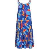 Aleida Vestido de verano azul oscuro / naranja / rojo / blanco