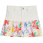 Desigual , Mini falda combinada flores, Algodon, Blanco, 7/8