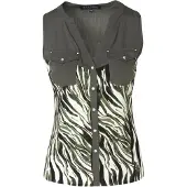 KOROSHI Blusa verde oscuro / negro / offwhite