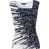 KOROSHI Top azul paloma / negro / blanco