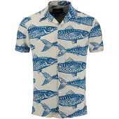 Key Largo Camisa 'Sardines' beige claro / azul ultramarino