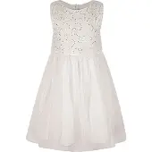 Happy girls Vestido ecru / gris plateado