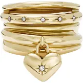 Fossil Anillo 'Sadie' oro / transparente