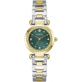 GUESS Reloj analógico 'Ginger' oro / verde oscuro / plata