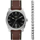 Fossil Reloj analógico 'MACHINE' marrón / gris oscuro / plata