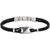 Emporio Armani Pulsera de cuero de moda para hombre Logo de águila EGS3171040
