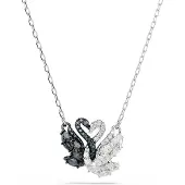 Swarovski Cadena 'Swan' negro / plata / blanco