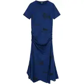 Desigual , Vestido asimétrico postales, Poliester, Azul, M