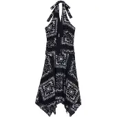 Desigual , Vestido bandana nudo, Viscosa, Negro, L