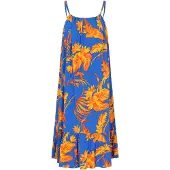 Aleida Vestido de verano azul real / naranja / mandarina