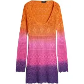 Desigual , Vestido crochet Tie-Dye, Algodon, Naranja, S