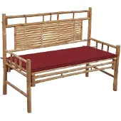 vidaXL Banco de jardín con cojín, 120 cm, bambú