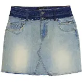 Desigual , Falda vaquera doble cintura, Algodon, Azul, XL