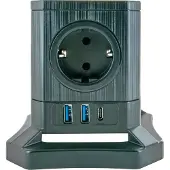 Schwaiger STLB3520 Steckdosen Power tower 5fach7xSchuko+2x USB, 1,8m