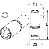 Ks Tools Llave de vaso hexagonal, larga, de 36 mm