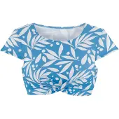 LASCANA Top de bikini deportivo azul cielo / blanco