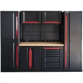 HBM Sistema de taller modular experto, 10 piezas, negro rojo