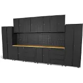 HBM Sistema de taller modular premium, 16 piezas, negro mate