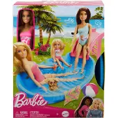 Barbie Muñeca Rubia Con Tobogán De Piscina Y Accesorios
