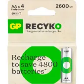 GP NiMH ReCyko AA 2600mAh 1.2V recargable, 4 piezas
