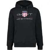 Gant para hombre. 2047082 Sudadera con capucha Archive Shield negro (L), Casual, Algodón, Manga larga, outlet 2026.