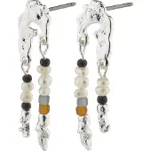 Pilgrim Pendientes 'Niya' gris / naranja / negro / plata / blanco perla