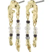Pilgrim Pendientes 'Niya' oro / piedra / negro / blanco perla