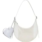 Desigual , Bolso bandolera malla mediano, Poliuretano, Blanco, U