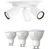 Philips Hue Pack: X3 Focos Pongee (blanco) + 3 Bombillas Gu10 Rgb