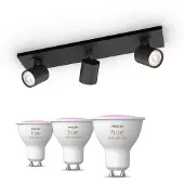 Philips Hue Pack: X3 Focos Runner (negro) + 2 Bombillas Gu10 Rgb
