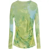 Desigual , Jersey fino drapeado acuarela, Viscosa, Verde, XL