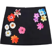 Desigual , Falda mini flores Tyler McGillivary, Algodon, Negro, S