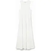 Desigual , Vestido midi patch canalé, Viscosa, Blanco, XS