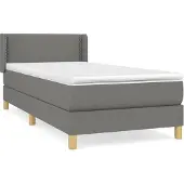 Syfax Cama box spring con colchón tela gris oscuro 90x190 cm