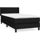 Syfax Cama box spring con colchón tela negro 90x190 cm