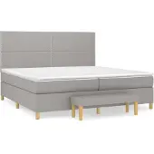Syfax Cama box spring con colchón tela gris claro 200x200 cm
