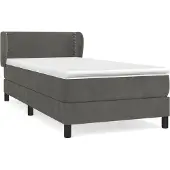 Syfax Cama box spring con colchón terciopelo gris oscuro 90x190 cm