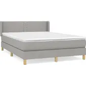 Syfax Cama box spring con colchón tela gris claro 140x200 cm