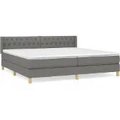 Syfax Cama box spring con colchón tela gris oscuro 200x200 cm