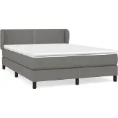Syfax Cama box spring con colchón tela gris oscuro 140x200 cm