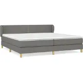 Syfax Cama box spring con colchón tela gris oscuro 200x200 cm