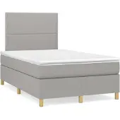 Syfax Cama box spring con colchón tela gris claro 120x200 cm