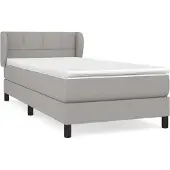 Syfax Cama box spring con colchón tela gris claro 100x200 cm