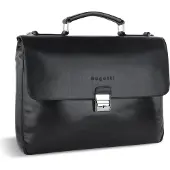 Bugatti Romano Maletín Piel natural 40 cm Compartimento para el portátil negro