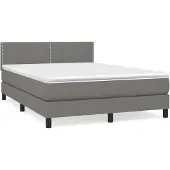 Syfax Cama box spring con colchón tela gris oscuro 140x200 cm