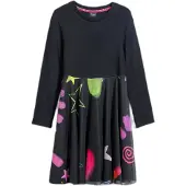 Desigual , Vestido combinado estrellas, Algodon, Negro, 9/10