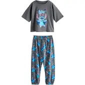 Next Pijama 'Disney Lilo and Stitch Halloween' azul / gris oscuro / malva / rosa