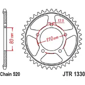 JT Sprockets Corona Trasera Jtr 1330 Zbk
